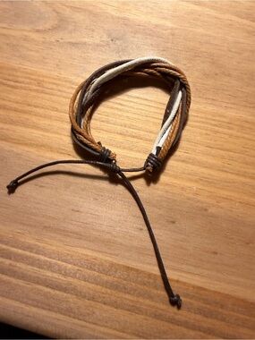 Men's Multi-Strand Leather Cord Bracelet - Brown & Tan